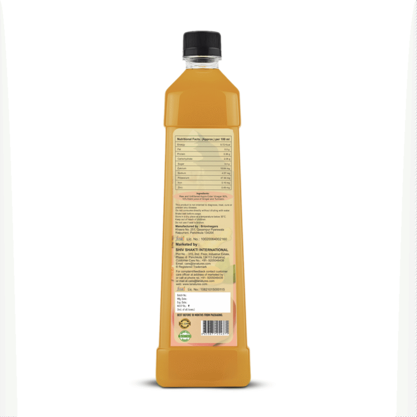 Apple Cider Vinegar With Ginger & Turmeric Mother Vinegar- 250ml - Image 2